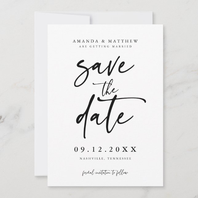 Minimalistisch Save the Date, Foto Save the Date Einladung (Vorderseite)