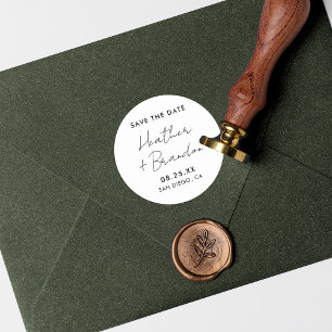 Minimalistisch Save the Date Hochzeitsticker Runder Aufkleber