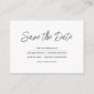 Minimalistisch Save the Date mit der Website für H Begleitkarte