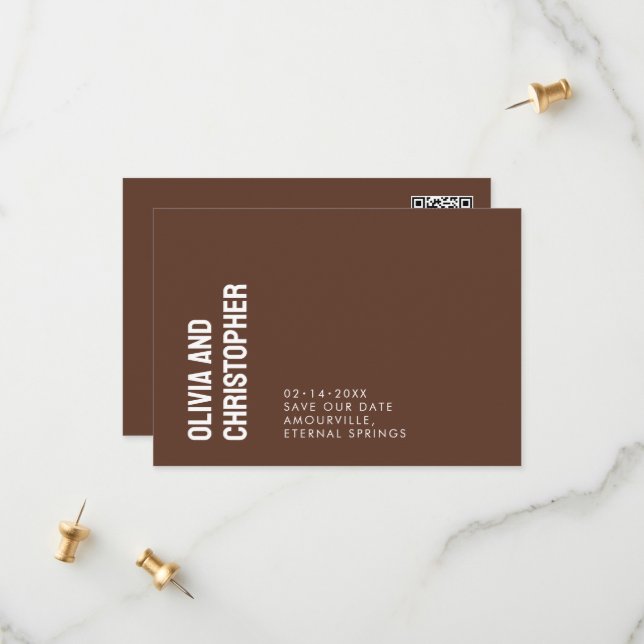 Minimalistisch, Save the Date mit QR-Code (Vorderseite/Rückseite Beispiel)