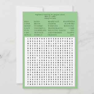 Minimalistisch Save the Date Wortsuche - Grün Einladung
