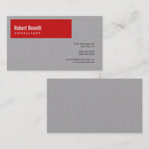 Minimalistisch schlicht Premium Grau & Rot Modern Visitenkarte