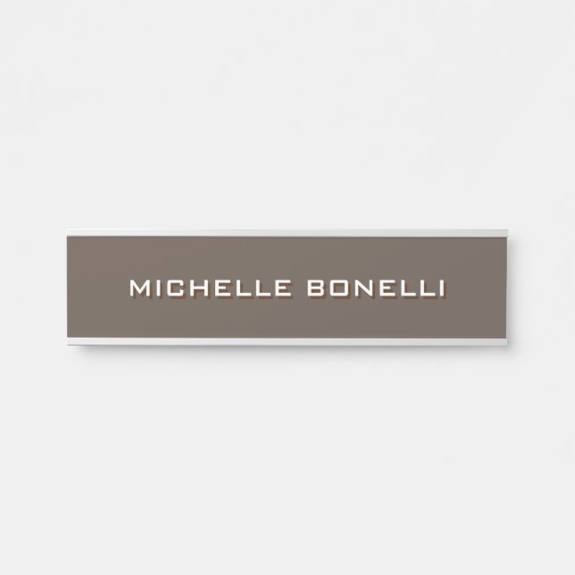 Minimalistisch Schlichtes Braun Türschild (Vorderseite )
