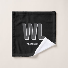 Minimalistisch Schwarz-Grau-Personalisiert-Monogra Waschlappen