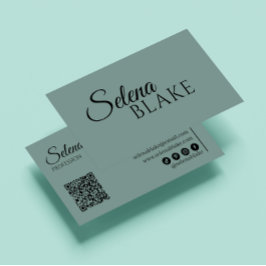 Minimalistisch Schwarz/Grün | Moderner QR-Code Visitenkarte