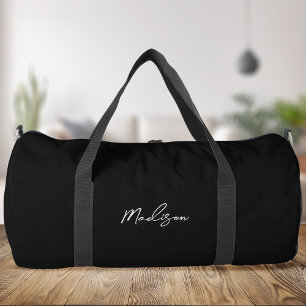 Minimalistisch-Schwarz-Modern-Script-Monogramm Duffle Bag