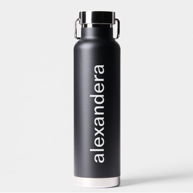 Minimalistisch Schwarz Personalisiert Trinkflasche (Vorne)