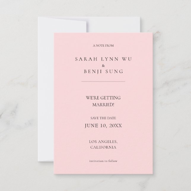 Minimalistisch-schwarz-rosa-modern 2 V2 Save the D Date (Vorderseite)