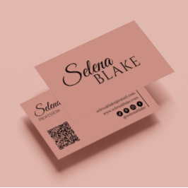 Minimalistisch Schwarz/Rosa | Moderner QR-Code Visitenkarte