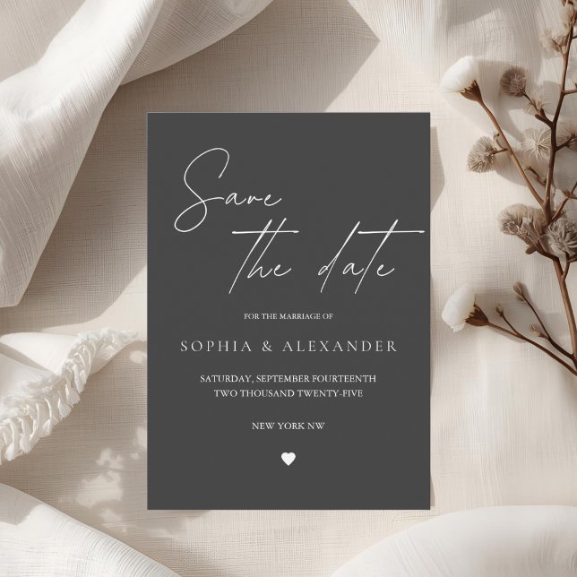 Minimalistisch Schwarz Save the Date Einladung (Von Creator hochgeladen)