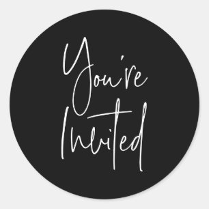 Minimalistisch Schwarz Sie sind eingeladen Umschla Runder Aufkleber