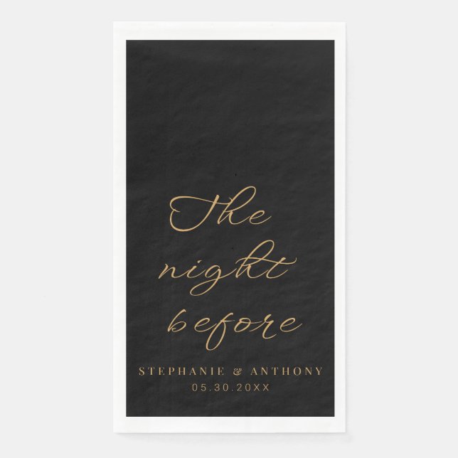 Minimalistisch Schwarz und Gold Die Nacht vor der  Serviette (Vorderseite)