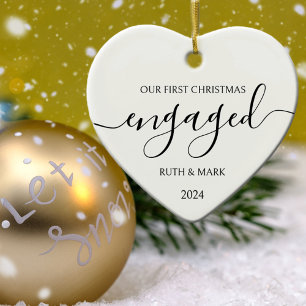 Minimalistisch Schwarz und Weiß Erste Weihnachtsze Keramik Ornament