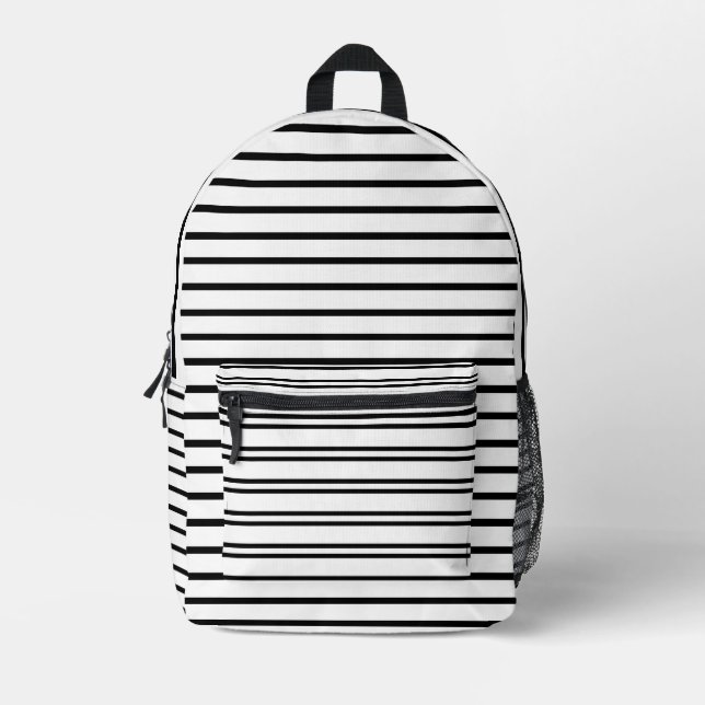 Minimalistisch, schwarz und weiß gestrichen bedruckter rucksack (Vorderseite)