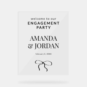 Minimalistisch Schwarz und Weiß mit Verlobung von  Acrylschild