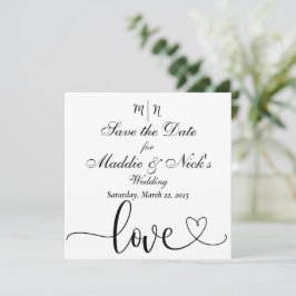 Minimalistisch Schwarz und Weiß Save the Date