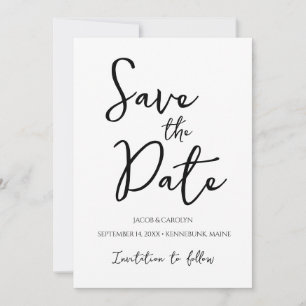 Minimalistisch Schwarz und Weiß Save the Date einf Einladung