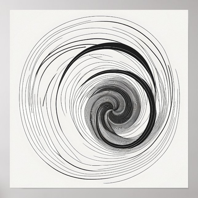 Minimalistisch Schwarz-Weiß-Abstrakt-Vortex Poster (Vorne)