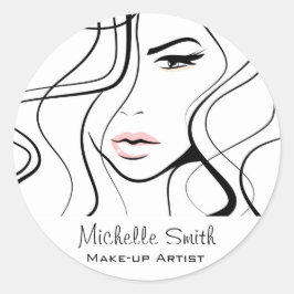 Minimalistisch Schwarz-Weiß-Elegant Feminine Makeu Runder Aufkleber
