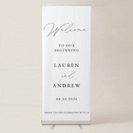 Minimalistisch Schwarz & Weiß Herzlich willkommen  Ausziehbarer Banner