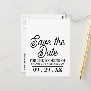 Minimalistisch, schwarz & weiß, Hochzeit das Datum Postkarte