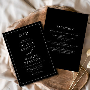 Minimalistisch Schwarz-weiß in einer Hochzeit Einladung