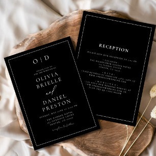 Minimalistisch Schwarz-weiß in einer Hochzeit Einladung