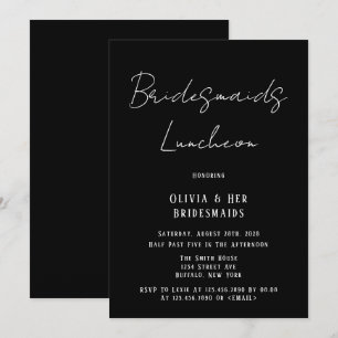 Minimalistisch Schwarz-Weiß-Krawatte Bridesmaids L Einladung