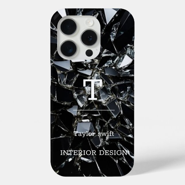 Minimalistisch Schwarz-Weiß-Moderne Monogram Case  (Rückseite)