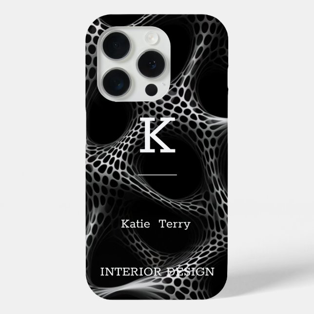 Minimalistisch Schwarz-Weiß-Moderne Monogram Case  (Rückseite)