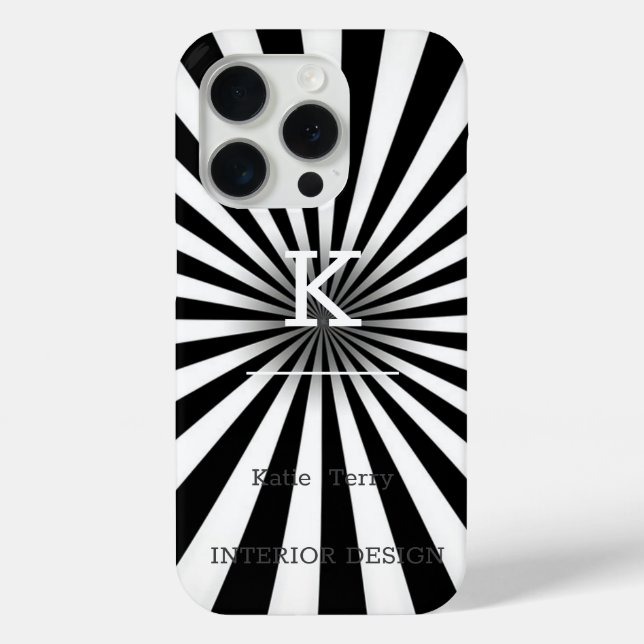 Minimalistisch Schwarz-Weiß-Moderne Monogram Case  (Rückseite)