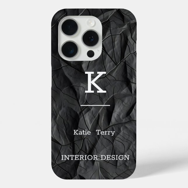 Minimalistisch Schwarz-Weiß-Moderne Monogram Case  (Rückseite)