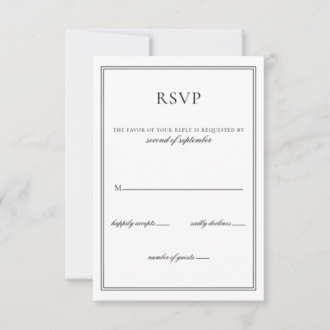 Minimalistisch Schwarz-Weiß-Monogramm-Hochzeit rsv RSVP Karte (Vorderseite)