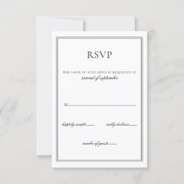 Minimalistisch Schwarz-Weiß-Monogramm-Hochzeit rsv RSVP Karte