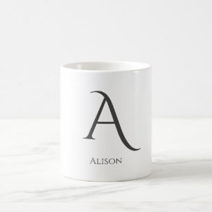 Minimalistisch Schwarz-Weiß-Monogramm Kaffeetasse