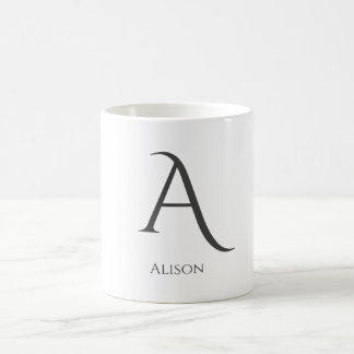 Minimalistisch Schwarz-Weiß-Monogramm Kaffeetasse