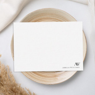 Minimalistisch Schwarz-Weiß-Monogramm Mitteilungskarte