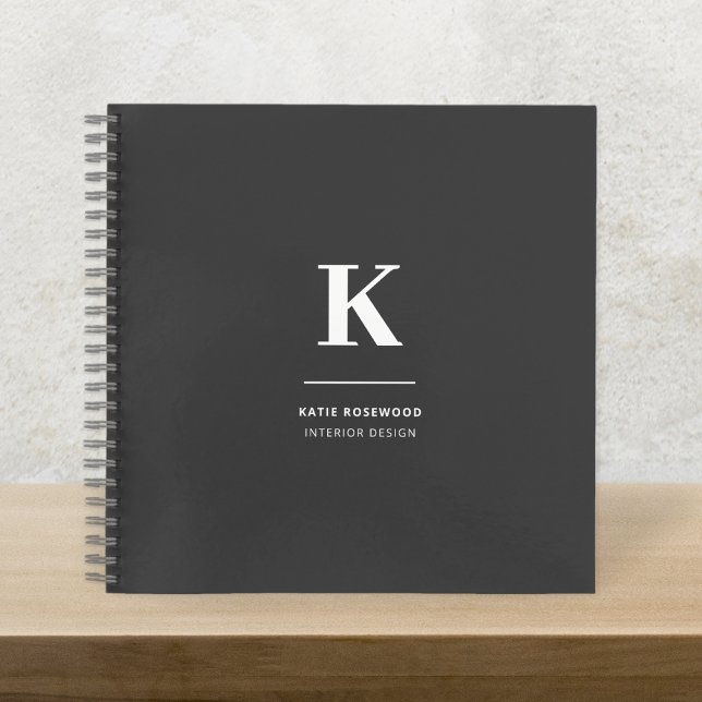 Minimalistisch Schwarz-Weiß-Monogramm Notizbuch (Von Creator hochgeladen)
