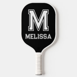 Minimalistisch-Schwarz-Weiß-Monogramm Pickleball Schläger