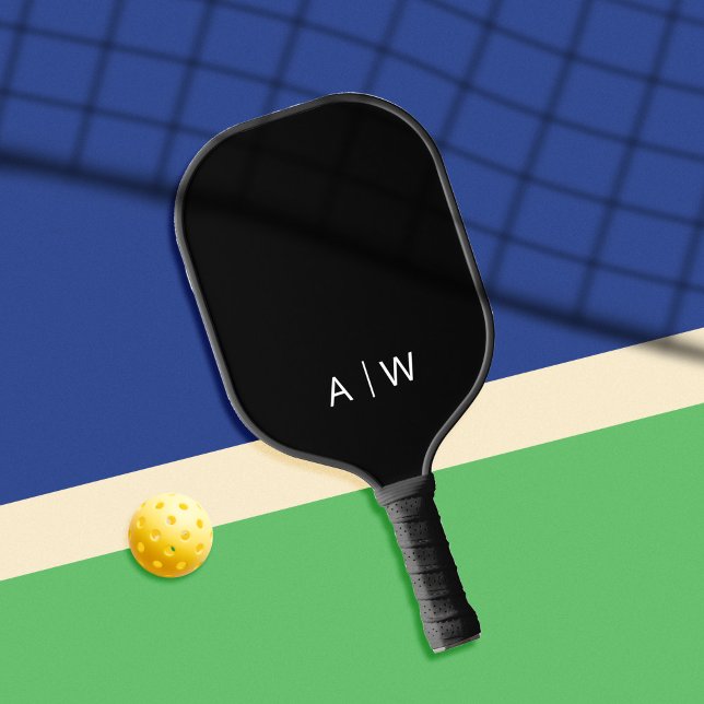 Minimalistisch Schwarz-Weiß-Monogramm Pickleball Schläger (Von Creator hochgeladen)