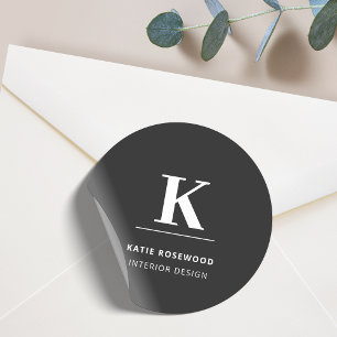 Minimalistisch Schwarz-Weiß-Monogramm Runder Aufkleber