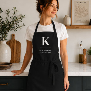 Minimalistisch Schwarz-Weiß-Monogramm Schürze