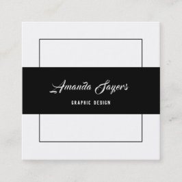 Minimalistisch Schwarz/Weiß Quadratische Visitenkarte