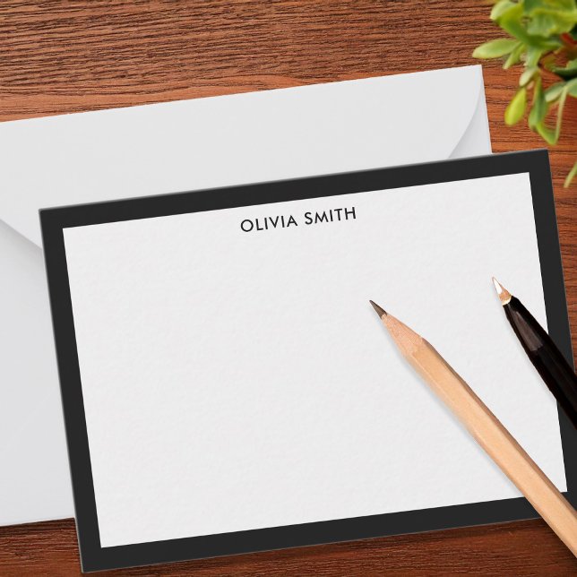 Minimalistisch Schwarz - Zwei Grenzen - Modernes M Mitteilungskarte (Von Creator hochgeladen)