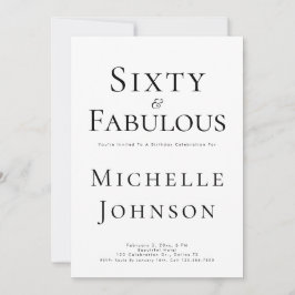 Minimalistisch Schwarze 60 & Fabulous 60. Geburtst Einladung