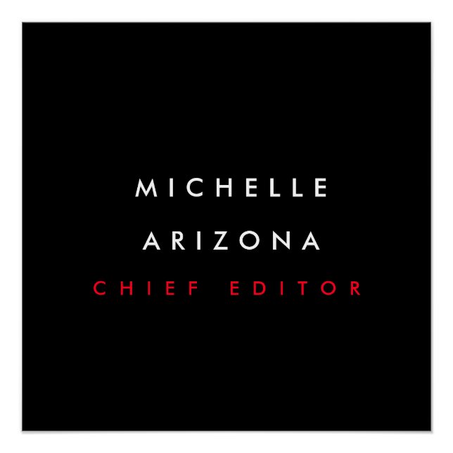 Minimalistisch Schwarzer Roter Name Beruflich Mode Poster (Vorderseite)