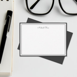 Minimalistisch Schwarzweiß-Weiß-Grenze, Unterschri Mitteilungskarte