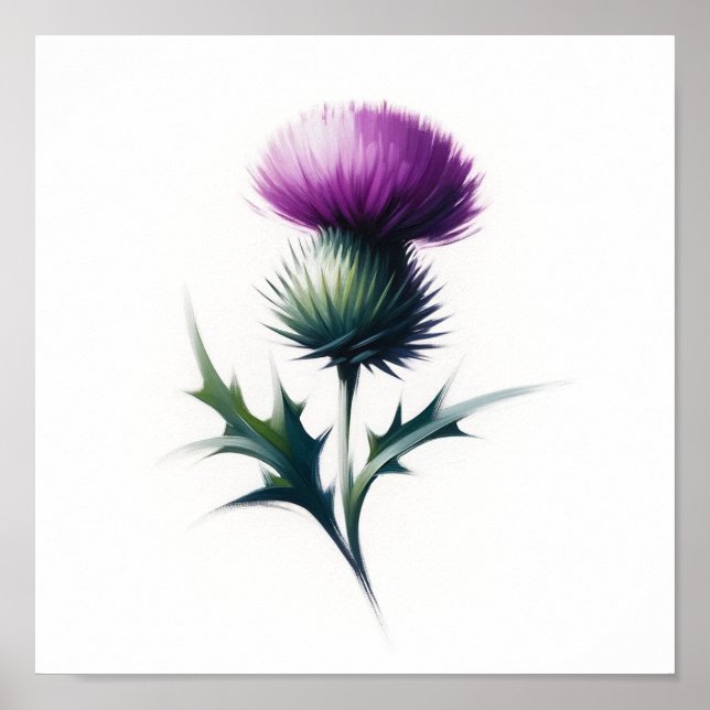 Minimalistisch Scottish Thistle Wall Art Poster (Vorne)