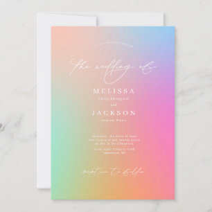Minimalistisch Scripted Bright Ombre Rainbow Weddi Einladung