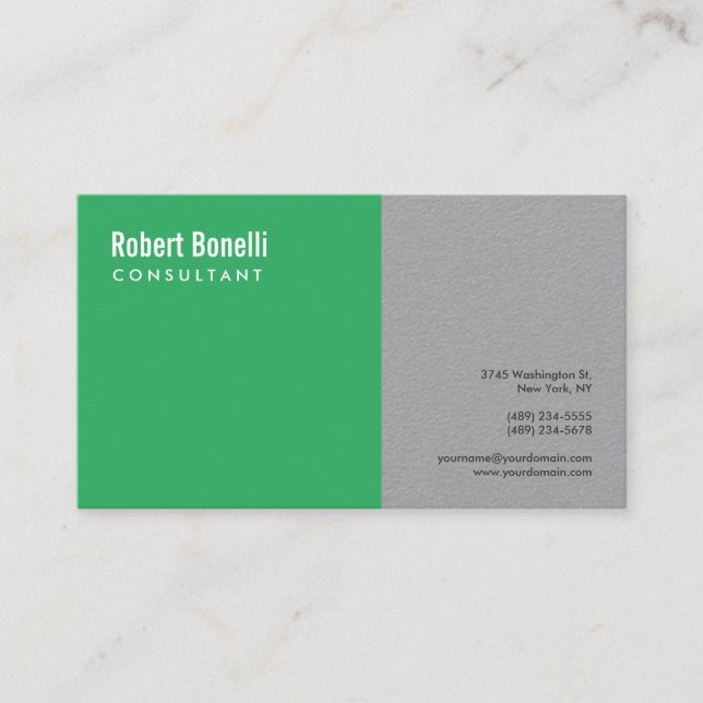 Minimalistisch Sea Green Gray Moderne Custom Visitenkarte (Vorderseite)